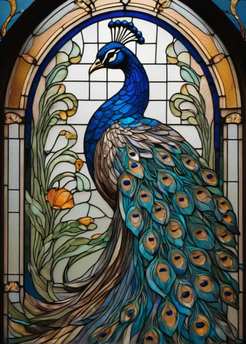 peacock,blue peacock,an ornamental bird,ornamental bird,male peacock,art nouveau design,fairy peacock,art nouveau,stained glass,stained glass window,glass painting,art nouveau frame,birds blue cut glass,mosaic glass,peafowl,stained glass pattern,peacock feathers,ornamental duck,prince of wales feathers,decoration bird,Illustration,Black and White,Black and White 26