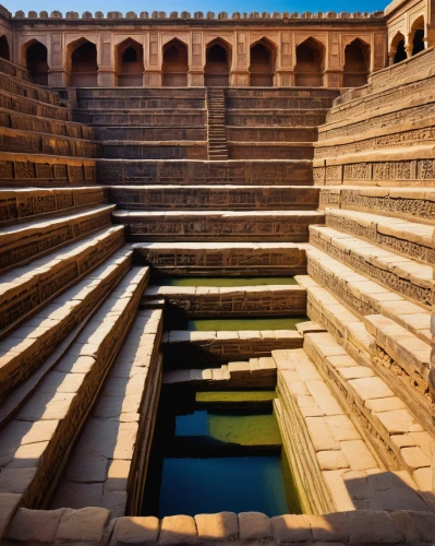 roman bath,ancient theatre,water stairs,water palace,cistern,rajasthan,jaisalmer,jaipur,baptistery,roman theatre,amber fort,palace of knossos,floor fountain,ancient roman architecture,ibn tulun,thermal bath,pallas athene fountain,unesco world heritage site,unesco world heritage,india,Art,Classical Oil Painting,Classical Oil Painting 07