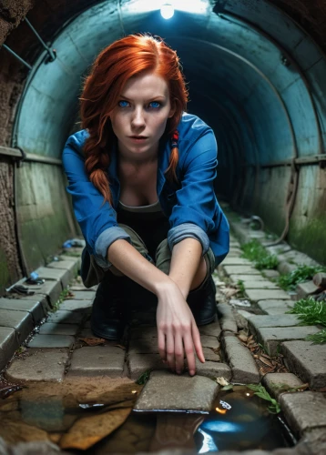 storm drain,clary,photoshop manipulation,digital compositing,portrait photography,photo manipulation,portrait photographers,conceptual photography,image manipulation,tunnel,girl with gun,woman at the well,ny sewer,photomanipulation,drainage,woman holding gun,urbex,underground,nora,sanitary sewer