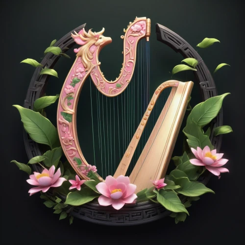 harp with flowers,harp player,celtic harp,lyre,harp,harpist,mouth harp,art nouveau frame,art nouveau frames,life stage icon,flower frame,harp strings,constellation lyre,ancient harp,floral and bird frame,musical instrument accessory,music note frame,musical instrument,bowed instrument,floral frame,Conceptual Art,Fantasy,Fantasy 01