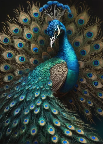 peacock,male peacock,peafowl,blue peacock,fairy peacock,peacock feathers,blue parrot,bird painting,color feathers,plumage,ornamental bird,blue parakeet,peacock eye,an ornamental bird,blue and gold macaw,blue macaw,exotic bird,feathers bird,peacocks carnation,prince of wales feathers,Illustration,Realistic Fantasy,Realistic Fantasy 16