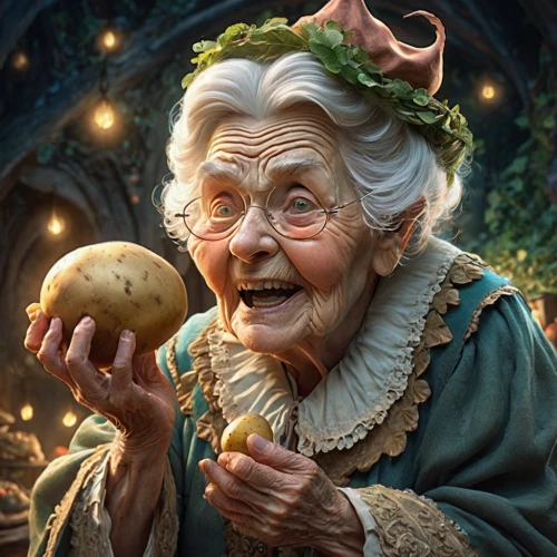 woman eating apple,granny smith,elderly lady,grandmother,ball fortune tellers,old woman,grandma,granny,woman holding pie,fortune teller,golden apple,fortune telling,elderly person,madeleine,pensioner,pear cognition,woman with ice-cream,grama,geppetto,girl with bread-and-butter,Illustration,Realistic Fantasy,Realistic Fantasy 02