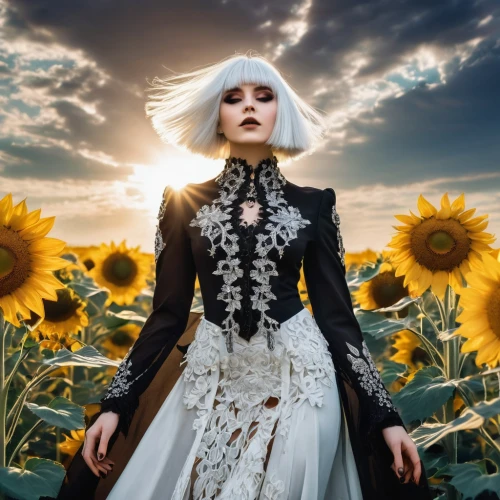 black and dandelion,sun bride,gothic fashion,sunflower lace background,white rose snow queen,sunflowers,sunflower field,celestial chrysanthemum,sun flowers,sunflower,sun flower,gothic portrait,helianthus,gothic dress,perennial sowthistle,bridal clothing,sun roses,the white chrysanthemum,gothic style,dead bride,Photography,Fashion Photography,Fashion Photography 03
