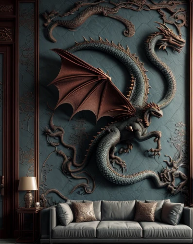 painted dragon,dragon design,black dragon,dragon,wall decoration,wyrm,dragons,dragon li,dragon of earth,fire screen,green dragon,wall decor,chinese dragon,fantasy art,golden dragon,dragon palace hotel,fire breathing dragon,ornate room,wall art,3d fantasy