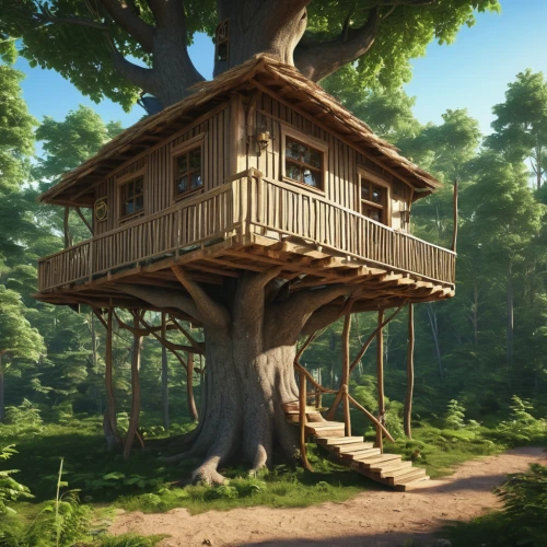 tree house,treehouse,tree house hotel,house in the forest,wooden house,timber house,little house,small house,log home,log cabin,wooden hut,stilt house,tree top,bird house,tree stand,ancient house,studio ghibli,small cabin,traditional house,wooden roof,Photography,General,Realistic