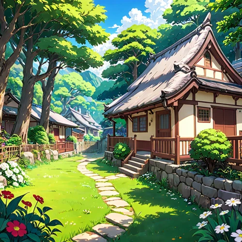 home landscape,japan landscape,landscape background,japanese shrine,roof landscape,summer cottage,japanese floral background,japanese background,wooden houses,japanese sakura background,studio ghibli,tsukemono,beautiful japan,countryside,scenery,springtime background,sakura background,ginkaku-ji,japan garden,japanese architecture,Anime,Anime,Traditional