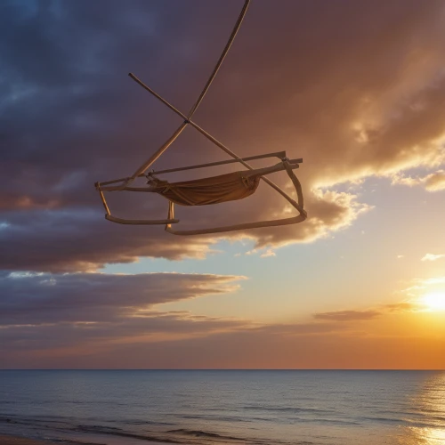 hanging chair,empty swing,wooden swing,hanging swing,powered hang glider,paraglider sunset,hang-glider,golden swing,hang glider,parasailing,swings,beach furniture,hammock,dreams catcher,flying boat,deckchair,beach chair,paraglider sails,swing set,swinging,Photography,General,Realistic