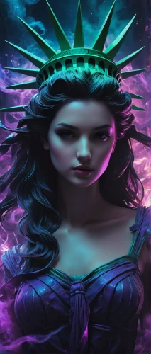 queen of liberty,lady liberty,medusa,liberty,statue of liberty,the statue of liberty,america,medusa gorgon,goddess of justice,united states of america,world digital painting,u s,patriot,witch ban,americana,purple,evil woman,fantasy portrait,fantasy picture,usa,Photography,General,Fantasy