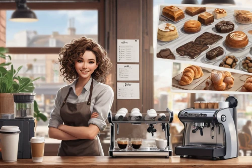 baking equipments,barista,coffee icons,coffee machine,coffee maker,coffeemaker,bakery,girl in the kitchen,bakery products,woman drinking coffee,coffee background,vacuum coffee maker,espresso machine,gingerbread maker,home appliances,pastries,kitchen mixer,espressino,coffeemania,bussiness woman,Unique,Design,Character Design