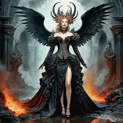 dark angel,black angel,angel of death,archangel,the archangel,angelology,death angel,sorceress,fire angel,uriel,lucifer,queen of the night,fantasy art,fallen angel,priestess,angels of the apocalypse,baroque angel,gothic woman,gothic fashion,angel and devil,Photography,Fashion Photography,Fashion Photography 03