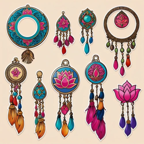 jewelry florets,earrings,feather jewelry,women's accessories,dream catcher,adornments,boho art,jewellery,ornaments,body jewelry,trinkets,jewelries,jewelry manufacturing,earring,teardrop beads,scrapbook clip art,jewelery,ethnic design,hair accessories,watercolor women accessory,Unique,Design,Sticker