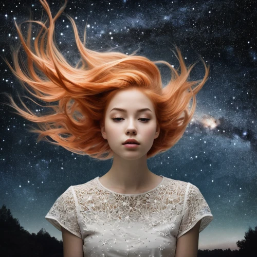 mystical portrait of a girl,falling star,photo manipulation,astronomer,photoshop manipulation,falling stars,fantasy portrait,photomanipulation,image manipulation,starry sky,celestial body,sci fiction illustration,fantasy picture,astronomy,celestial,self hypnosis,starfield,girl in a long,world digital painting,dreaming,Photography,Artistic Photography,Artistic Photography 06
