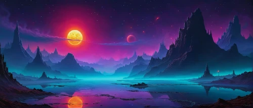 alien world,fantasy landscape,alien planet,futuristic landscape,lunar landscape,vast,space art,moon and star background,purple landscape,fire planet,fantasia,barren,fantasy picture,nightscape,planet alien sky,moons,moonscape,background screen,starscape,ice planet,Illustration,Realistic Fantasy,Realistic Fantasy 18