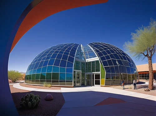 solar cell base,planetarium,visitor center,roof domes,three centered arch,corona test center,museum of technology,sonoran,energy centers,biotechnology research institute,structural glass,musical dome,mid century modern,glass building,performing arts center,futuristic art museum,walt disney center,arizona-sonora desert museum,spherical image,kaleidoscope website,Illustration,American Style,American Style 07