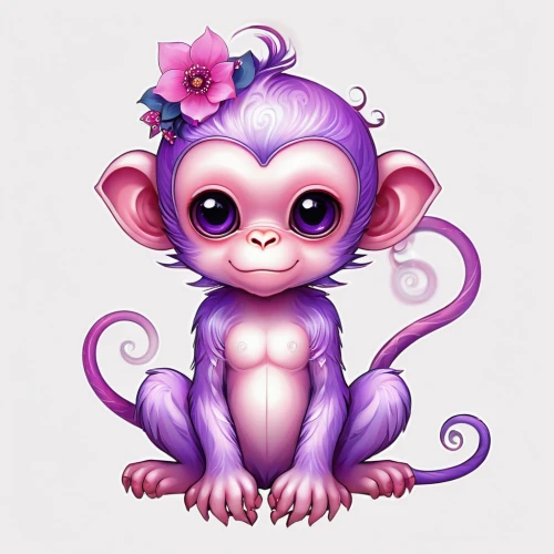 marmoset,baby monkey,tamarin,monkey,snow monkey,barbary monkey,squirrel monkey,primate,cheeky monkey,uakari,precious lilac,the monkey,macaque,cute cartoon character,purple background,monkeys,long tailed macaque,primates,purple mangosteen,blossom kitten,Illustration,Abstract Fantasy,Abstract Fantasy 10