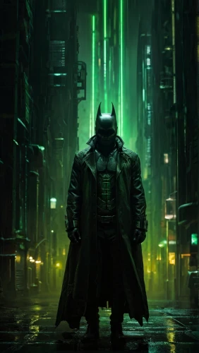 cyberpunk,doctor doom,patrol,matrix,sci fiction illustration,metropolis,black city,electro,superhero background,dystopian,cg artwork,kryptarum-the bumble bee,green lantern,sentinel,sci fi,sci-fi,sci - fi,green goblin,caped,green light