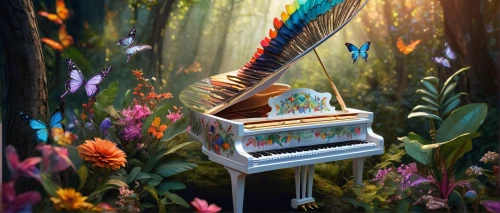 harp with flowers,music box,painted guitar,art bard,music fantasy,musical instrument,serenade,musical instruments,the piano,harpsichord,grand piano,music instruments,musical background,clavichord,psaltery,harp player,lyre,piece of music,bach flower therapy,musician,Photography,Artistic Photography,Artistic Photography 02