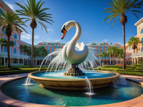 dolphin fountain,gaylord palms hotel,walt disney center,decorative fountains,ornamental duck,walt disney world,florida,grand floridian,orlando florida,florida home,orlando,pelican,disney world,pelicans,fountain lawn,flamingo,sandpiper bay,seagulls flock,fountain pond,trumpet of the swan,Art,Classical Oil Painting,Classical Oil Painting 27