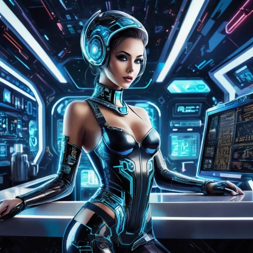 symetra,sci fiction illustration,cyber,cybernetics,cyberspace,scifi,futuristic,sci fi,cyberpunk,cg artwork,sci - fi,sci-fi,wearables,girl at the computer,cyborg,women in technology,cyber glasses,andromeda,crypto mining,world digital painting,Illustration,Vector,Vector 21