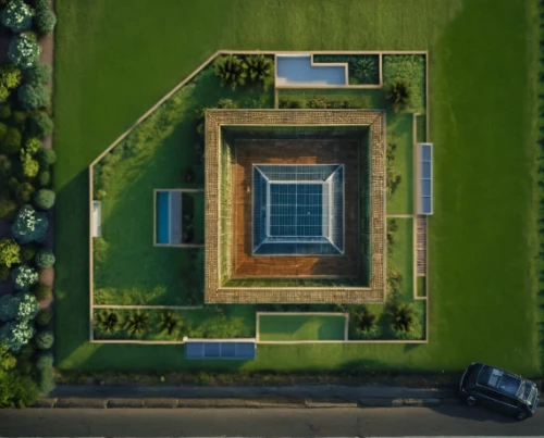 view from above,villa cortine palace,aerial photography,drone image,landscape designers sydney,turf roof,garden elevation,bird's-eye view,green lawn,palace garden,top view,paved square,aerial shot,drone view,from above,drone photo,dji spark,garden design sydney,roof garden,drone shot
