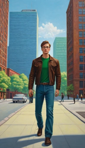 walking man,a pedestrian,pedestrian,moc chau hill,man with a computer,sci fiction illustration,blue-collar worker,animated cartoon,standing man,white-collar worker,3d man,digital compositing,action-adventure game,cartoon video game background,world digital painting,curb,delivery man,green jacket,steel man,big hero,Art,Artistic Painting,Artistic Painting 02
