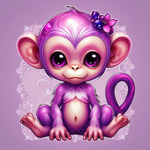 baby monkey,marmoset,monkey,snow monkey,primate,tamarin,cute baby,squirrel monkey,barbary monkey,cute cartoon image,cheeky monkey,cute cartoon character,monkey family,macaque,the monkey,chimpanzee,primates,monkey with cub,purple background,baby animal,Illustration,Abstract Fantasy,Abstract Fantasy 10