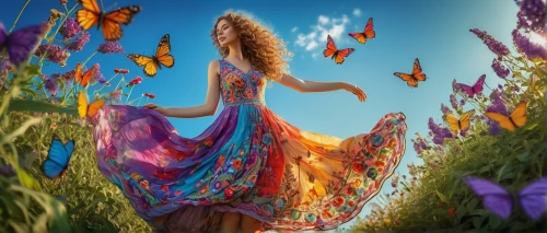 faerie,butterfly background,faery,fairies aloft,fantasy picture,chasing butterflies,butterflies,butterfly floral,fairy world,flower fairy,ulysses butterfly,fantasy art,passion butterfly,butterfly isolated,vanessa (butterfly),julia butterfly,fairy,girl in flowers,cupido (butterfly),blue butterfly background,Illustration,Realistic Fantasy,Realistic Fantasy 30