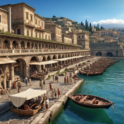 venetian,rome 2,mediterranean,ancient rome,constantinople,sicily,hellenistic-era warships,boats in the port,the ancient world,boats,boat harbor,gondolier,malta,italy,kings landing,ancient city,italia,grand canal,roman bath,dubrovnik city,Photography,General,Realistic