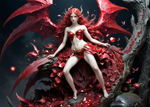 blood maple,evil fairy,scarlet witch,dryad,fantasy art,the enchantress,fairy queen,faerie,faery,fantasy woman,amaryllis,fire siren,fae,sorceress,western red lily,crimson,rusalka,merfolk,fantasy girl,red apple,Art,Classical Oil Painting,Classical Oil Painting 31