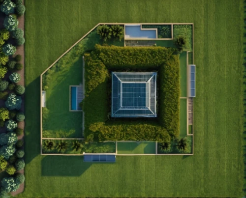 tennis court,drone image,the center of symmetry,garden elevation,aerial landscape,aerial photography,bird's-eye view,drone shot,fibonacci,view from above,turf roof,from above,drone photo,gardens,aerial shot,dji spark,drone view,symmetrical,green garden,dji mavic drone