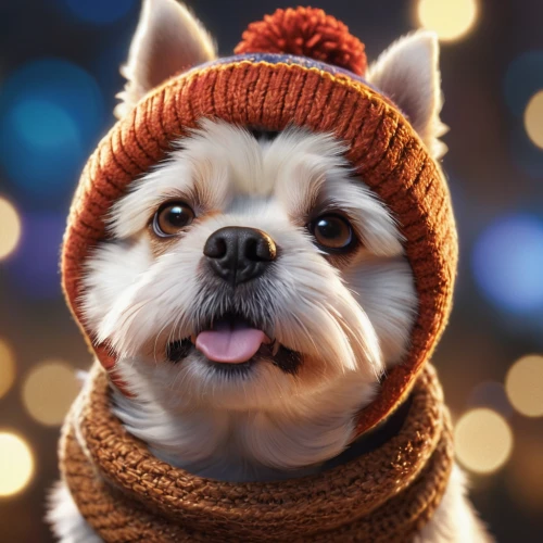 cheerful dog,winter hat,cute puppy,knit hat,christmas knit,christmas hat,christmas snowy background,beanie,christmas background,christmas wallpaper,christmasbackground,christmas animals,scarf animal,winter animals,dog clothes,shih tzu,warm and cozy,dog photography,santa hat,dog illustration,Photography,General,Commercial