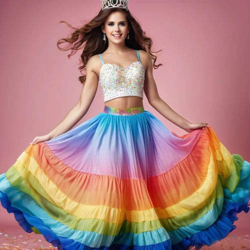 quinceanera dresses,hoopskirt,ball gown,quinceañera,tulle,tutu,bridal party dress,rainbow colors,colorfulness,crinoline,rainbow color palette,social,party dress,overskirt,strapless dress,evening dress,wedding gown,cocktail dress,colorful,colourful,Photography,General,Realistic
