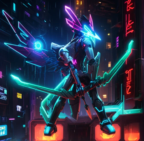 cyberpunk,neon arrows,hatsune miku,neon light,cyber,neon sign,neon lights,neon ghosts,neon human resources,neon,nerve,transistor,game art,cybernetics,electro,cyberspace,cyan,bolt-004,glowing antlers,mecha,Conceptual Art,Sci-Fi,Sci-Fi 26