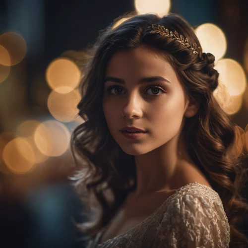 cinderella,romantic portrait,mystical portrait of a girl,girl portrait,girl in a wreath,tiara,portrait of a girl,quinceañera,young woman,princess crown,bokeh,romantic look,fairy queen,young lady,gold crown,vintage girl,enchanting,portrait photography,golden crown,angelica,Photography,General,Cinematic
