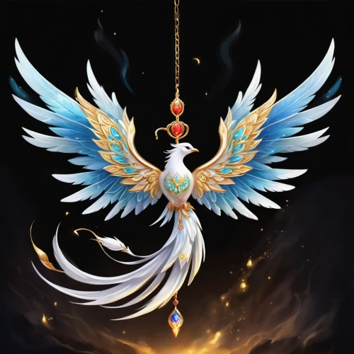 angel wing,constellation swan,firebird,weathervane design,garuda,dove of peace,constellation lyre,solomon's plume,fire angel,winged heart,diadem,phoenix,necklace with winged heart,angelology,decoration bird,angel wings,flame spirit,harpy,pendant,amulet,Illustration,Realistic Fantasy,Realistic Fantasy 01