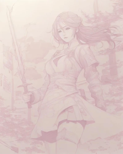 swordswoman,sakura background,rose quartz,sepia,fallen petals,fae,japanese sakura background,pastel paper,watercolor background,pink paper,meadow in pastel,wind warrior,unfinished,camellia,huntress,pink dawn,light purple,rainbow pencil background,blood maple,rosa 'the fairy,Design Sketch,Design Sketch,Character Sketch