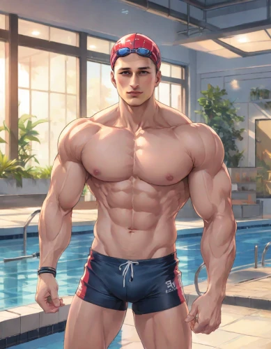muscle man,lifeguard,swimmer,muscle icon,bodybuilder,pump,body building,edge muscle,baseball player,ryan navion,swim brief,body-building,muscled,muscle,life guard,water park,fitness professional,bodybuilding,muscular build,builder,Digital Art,Anime
