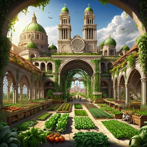 vegetables landscape,vegetable garden,vegetable field,kitchen garden,organic farm,gardens,farmer's market,garden of eden,garden of plants,permaculture,vegetable market,farmers market,cornucopia,agricultural,monastery garden,clove garden,horticulture,fruit fields,organic food,greenhouse,Conceptual Art,Fantasy,Fantasy 27