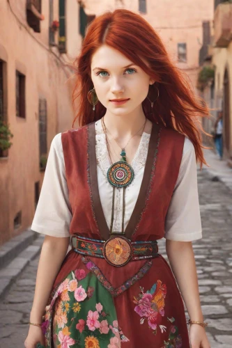 princess anna,merida,cinnamon girl,redhead doll,agnes,girl in a long dress,a girl in a dress,lilian gish - female,hipparchia,celtic queen,göreme,fairy tale character,girl in a historic way,milkmaid,nora,main character,red tunic,miss circassian,rapunzel,rome 2,Photography,Realistic