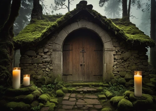 fairy door,witch's house,witch house,forest chapel,fairy house,the threshold of the house,wishing well,elven forest,house in the forest,fantasy picture,creepy doorway,paganism,enchanted forest,druids,fairy village,hobbiton,the mystical path,ancient house,fairy forest,cave church,Photography,Artistic Photography,Artistic Photography 14