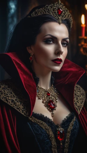queen of hearts,vampire woman,vampire lady,gothic portrait,gothic woman,gothic fashion,dracula,sorceress,vampire,fairy tale character,celtic queen,the enchantress,dark gothic mood,red tunic,gothic style,queen of the night,fantasy portrait,red coat,lady of the night,caerula,Photography,General,Fantasy