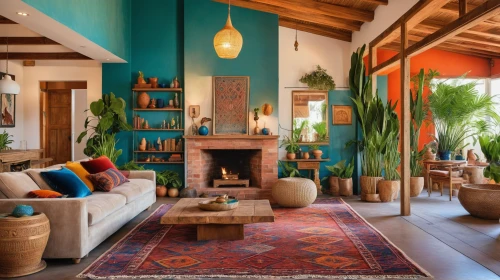 mid century modern,moroccan pattern,fire place,teal and orange,mid century house,contemporary decor,modern decor,turquoise wool,fireplaces,cabana,living room,tropical house,interior design,color turquoise,turquoise leather,interior decor,home interior,beautiful home,loft,dunes house,Photography,General,Realistic