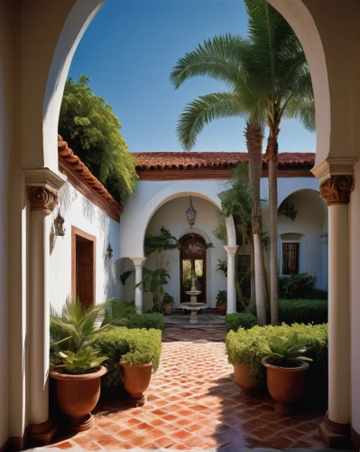 hacienda,santa barbara,spanish tile,stucco wall,bendemeer estates,clay tile,courtyard,florida home,house entrance,royal palms,three centered arch,stucco frame,luxury property,exterior decoration,spanish missions in california,landscape lighting,stucco ceiling,roof tile,doral golf resort,stucco,Photography,Documentary Photography,Documentary Photography 12