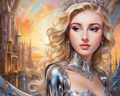 fantasy art,fantasy portrait,fantasy woman,the snow queen,cinderella,fantasy picture,heroic fantasy,elsa,ice queen,world digital painting,3d fantasy,the enchantress,fairy queen,celtic queen,fantasy girl,the blonde in the river,queen cage,ice princess,chrystal,fairy tale character,Digital Art,Impressionism