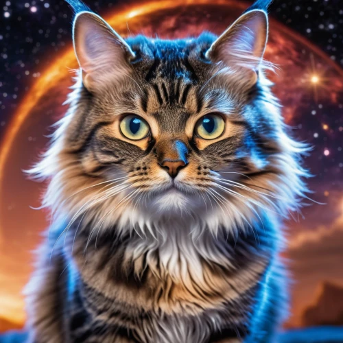 maincoon,cat vector,siberian cat,norwegian forest cat,american bobtail,cat on a blue background,capricorn kitz,emperor of space,cat image,nebula guardian,callisto,firestar,cat portrait,astro,symetra,breed cat,nova,tabby cat,silver tabby,domestic long-haired cat,Photography,General,Realistic