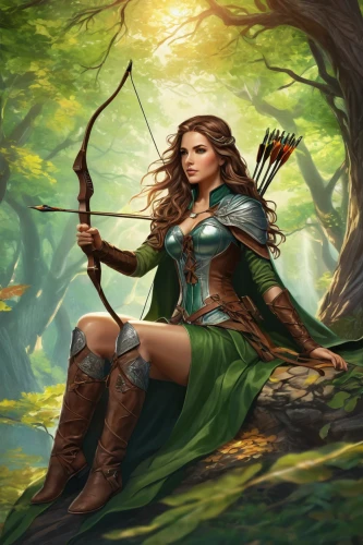 bow and arrows,bows and arrows,celtic queen,archery,longbow,quarterstaff,fantasy picture,heroic fantasy,robin hood,celtic woman,field archery,3d archery,swordswoman,celtic harp,female warrior,elven,dryad,merida,druid,fantasy art,Illustration,Realistic Fantasy,Realistic Fantasy 39