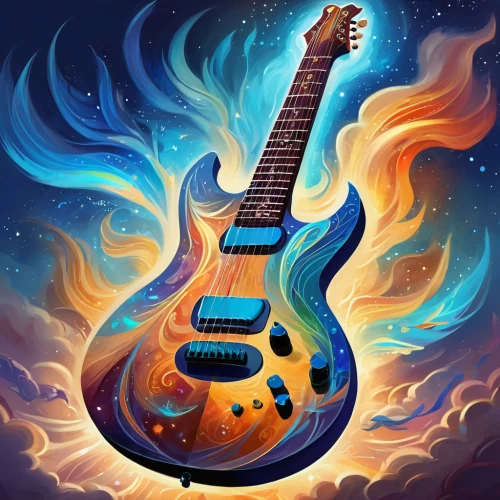 painted guitar,electric guitar,concert guitar,guitar,guitar player,jazz guitarist,acoustic-electric guitar,the guitar,guitar solo,guitarist,guitars,slide guitar,playing the guitar,piece of music,musical background,music,mandolin,bass guitar,music background,music book,Illustration,Realistic Fantasy,Realistic Fantasy 01