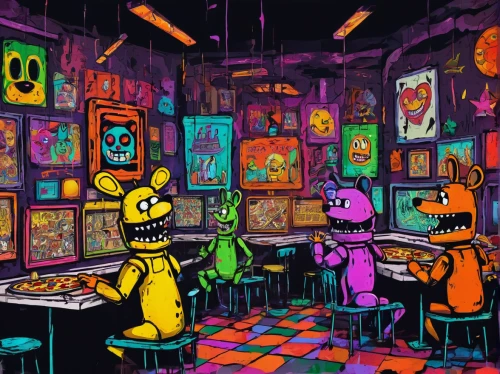 pizzeria,the coffee shop,diner,drinking establishment,drinking party,rosa cantina,game room,colorful doodle,coffee shop,neon coffee,dining,pixel art,neon drinks,restaurants,soda shop,halloween background,a restaurant,neon ghosts,playing room,unique bar,Art,Artistic Painting,Artistic Painting 42