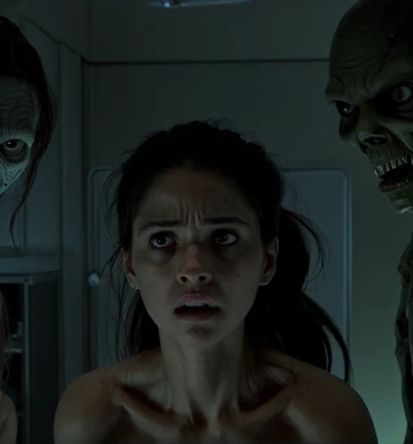 the girl's face,scared woman,zombie,district 9,three eyed monster,scary woman,the morgue,contamination,green goblin,zombies,werewolves,weeping angel,dead earth,green skin,aliens,video scene,walkers,the walking dead,incredible hulk,alien