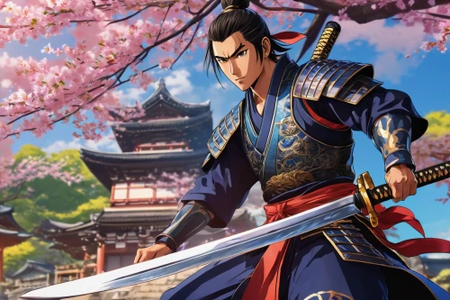 japanese sakura background,sakura background,yi sun sin,samurai,wuchang,samurai fighter,swordsman,samurai sword,plum blossoms,sensoji,anime japanese clothing,japanese floral background,the cherry blossoms,spring festival,xing yi quan,tsukemono,wushu,sakura blossom,shuanghuan noble,sakura blossoms,Illustration,Japanese style,Japanese Style 03